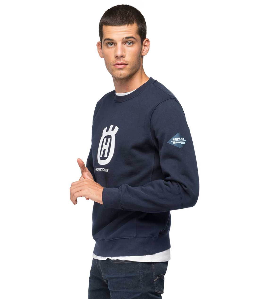 コットンクルーネック スウェットシャツ REPLAY FOR HUSQVARNA 詳細画像 ロイヤルブルー 3